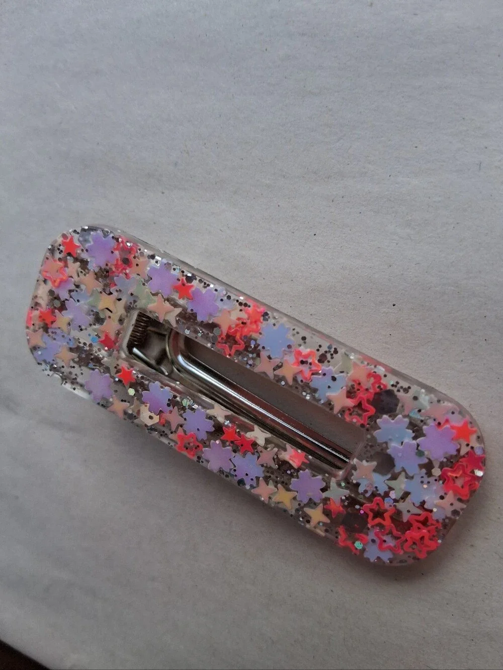 5/$25 Hand Crafted Glitter Star Barrette - Pastel Lavender, Pink & Coral Accents
